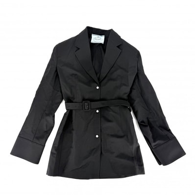 PRADA プラダ アウター ジャケット アパレル 服 40 ブラック 黒 ウール モヘア レディース 春 秋 美品【中古品】