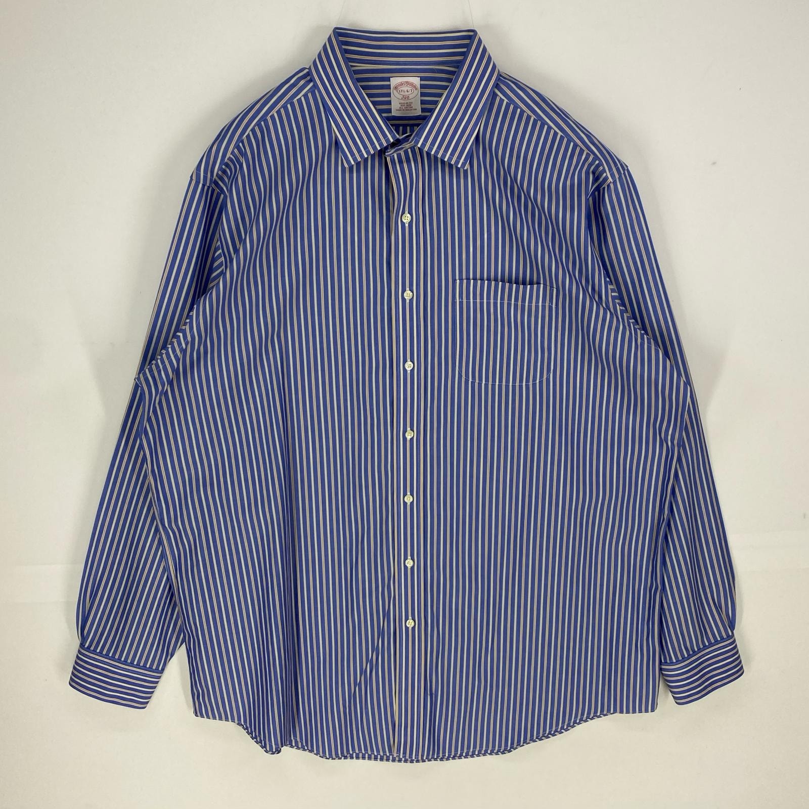 古着 ブルックスブラザーズ Brooks Brothers 長袖シャツ 346 ロングスリーブ ボタン 17  ブルー系 ストライプ メンズ