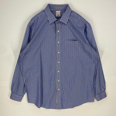 古着 ブルックスブラザーズ Brooks Brothers 長袖シャツ 346 ロングスリーブ ボタン 17 ブルー系 ストライプ メンズ