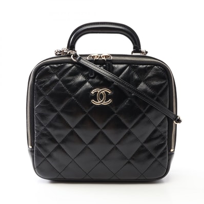 シャネル CHANEL マトラッセ トップハンドル 2WAY ショルダーバッグ バッグ レザー レディース ブラック系 【中古】