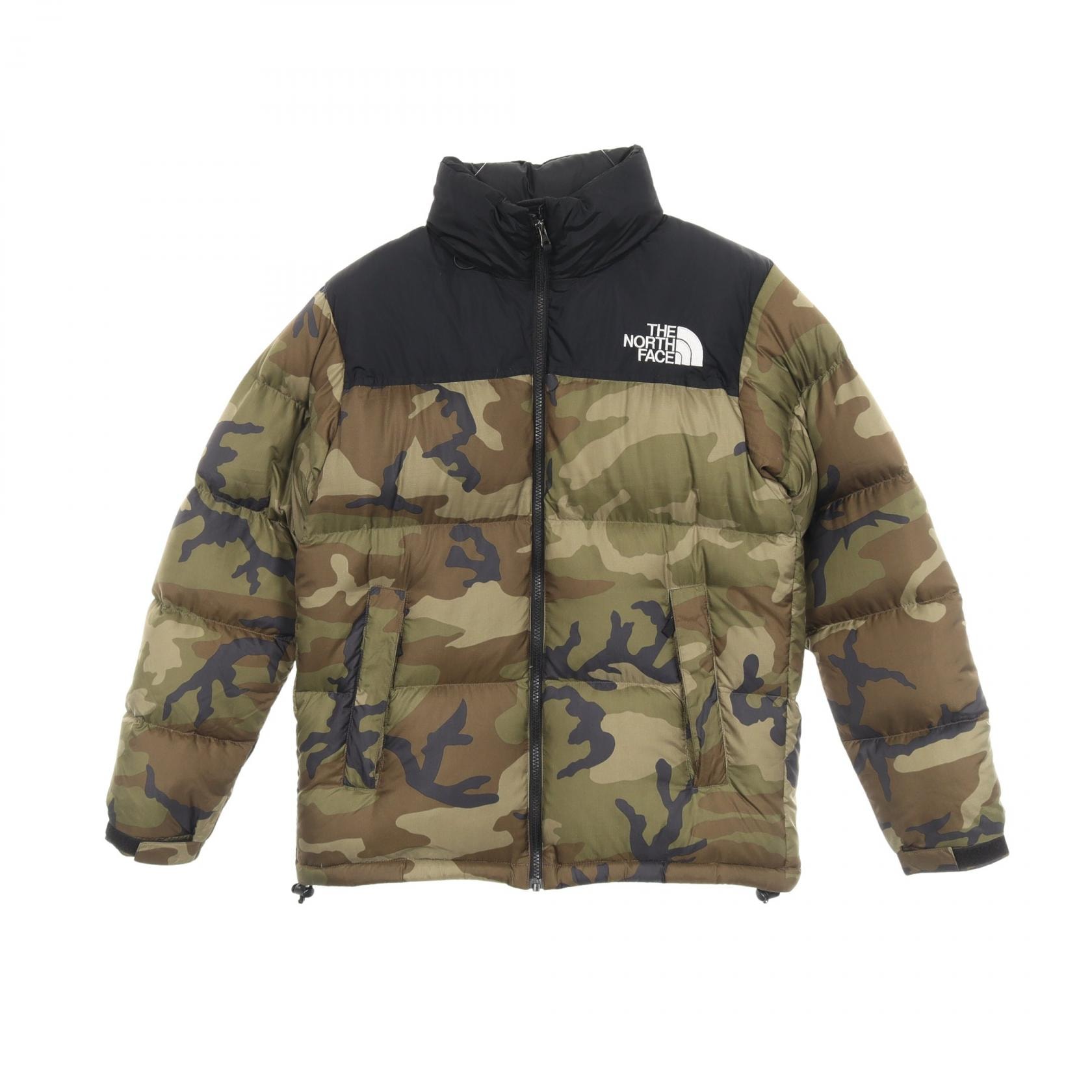 ザ・ノースフェイス THE NORTH FACE NOVELTY NUPTSE JACKET カモフラージュ フード付き ダウンジャケット 衣料品 アウター ナイロン メンズ カーキ系 / ブラック系 【中古】