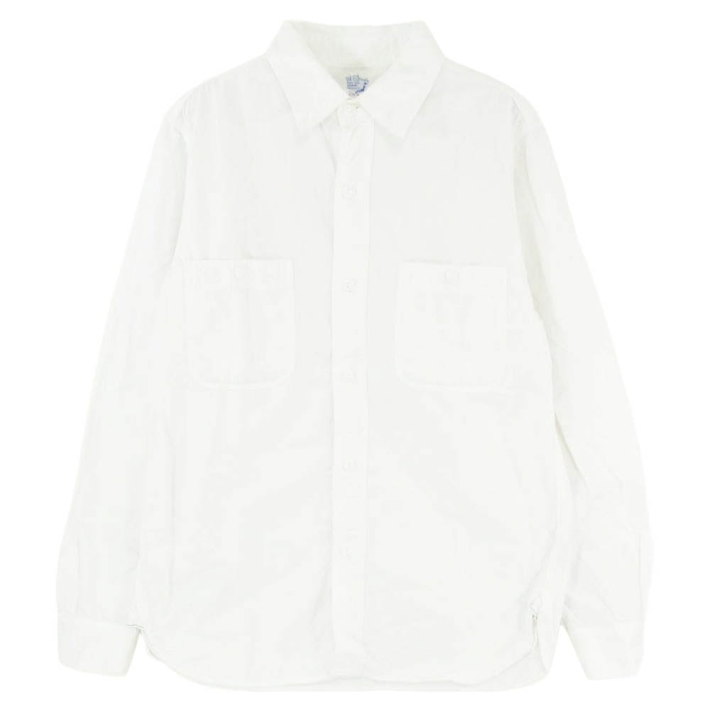 orSlow オアスロウ Work Shirts フロント ダブルポケット 猫目ボタン 長袖 ワーク シャツ ホワイト系 2【中古】