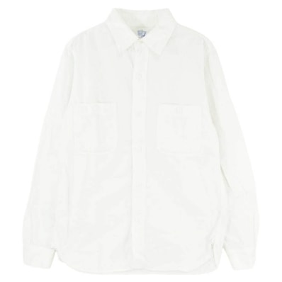 orSlow オアスロウ Work Shirts フロント ダブルポケット 猫目ボタン 長袖 ワーク シャツ ホワイト系 2【中古】