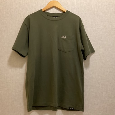 Schott【ショット】半袖 Tシャツ 胸ポケット 刺繍 カーキー S