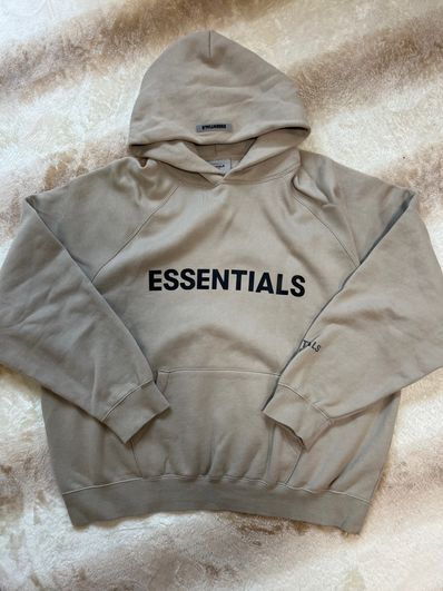 FEAR OF GOD ESSENTIALS 3D Silicon Applique Pullover Hoodie "Tan/String"