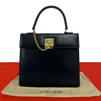 CELINE セリーヌ ロゴ リング 金具 カーフ ハンドバッグ ブラック
56278