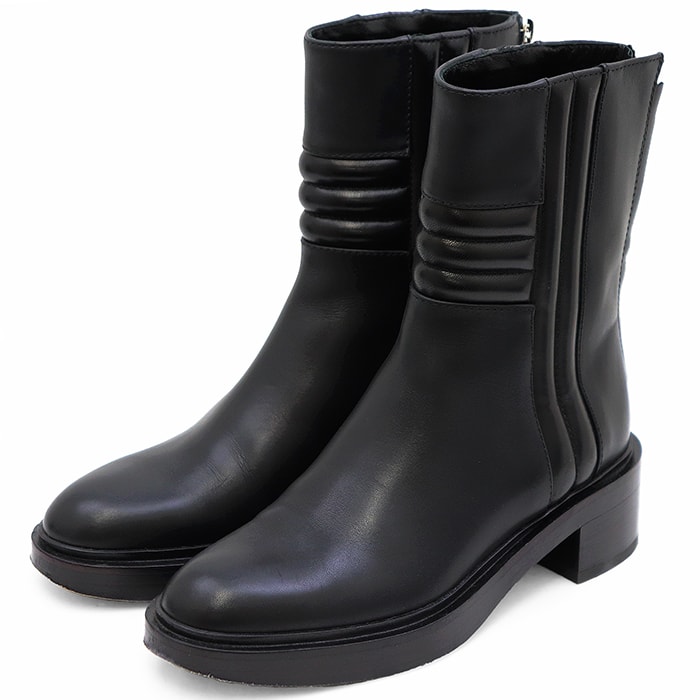 【美品】HERMES エルメス ブーツ サイズ 35 1/2 レディース バックジップ チャンキーヒール レザー シューズ 靴 箱・袋付属 ブラック 黒 イタリア製