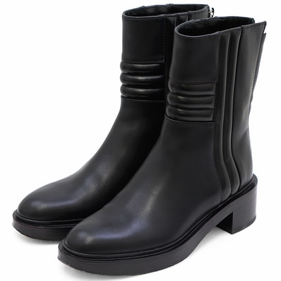 【美品】HERMES エルメス ブーツ サイズ 35 1/2 レディース バックジップ チャンキーヒール レザー シューズ 靴 箱・袋付属 ブラック 黒 イタリア製