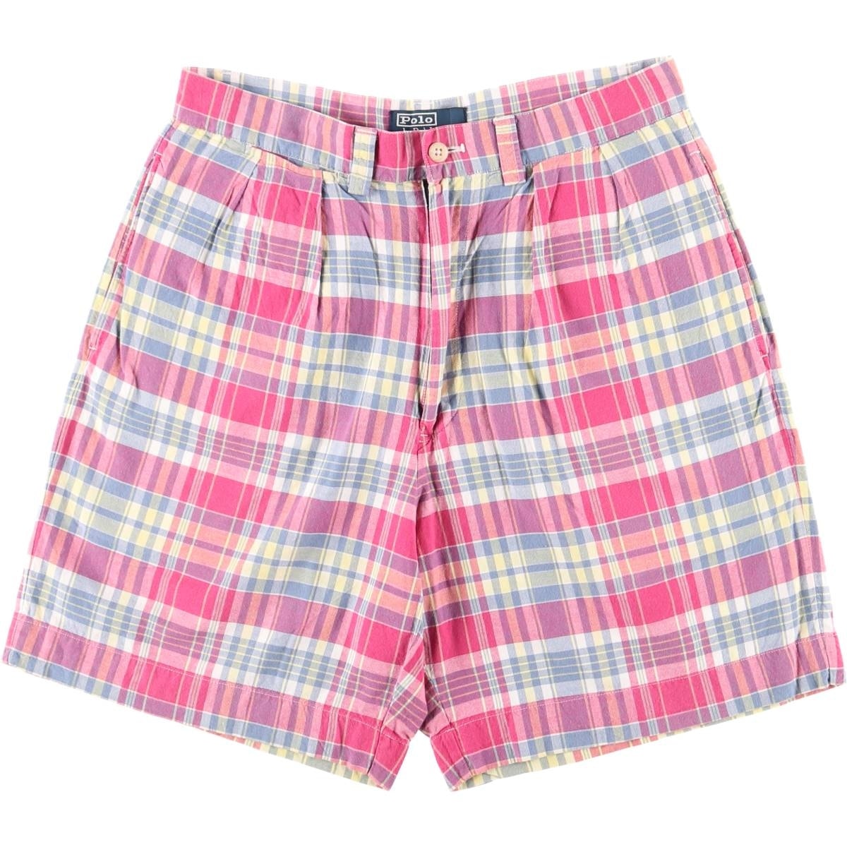 古着 ラルフローレン Ralph Lauren POLO by Ralph Lauren チェック柄 パッチワーク ショーツ ショートパンツ メンズw30相当/eaa626528
