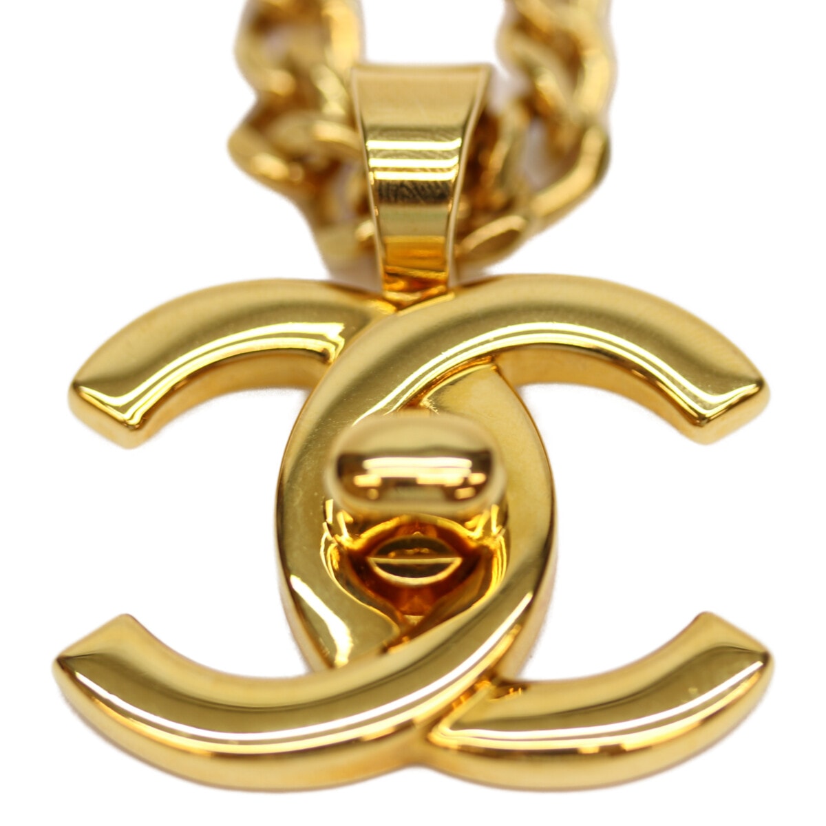 シャネル 96P ゴールド ターンロックココ ロング チェーンネックレス