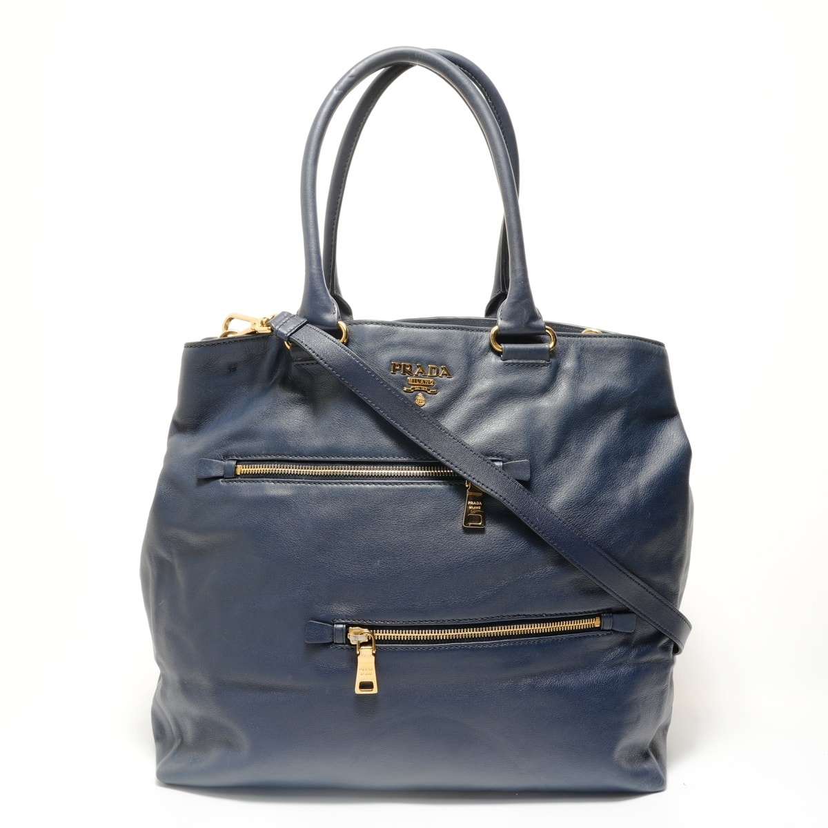 プラダ PRADA ソフトカーフ レザー 2way トートバッグ【中古】