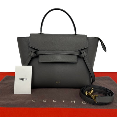 CELINE セリーヌ ベルトバッグ マイクロ レザー ショルダーバッグ グレー
38751