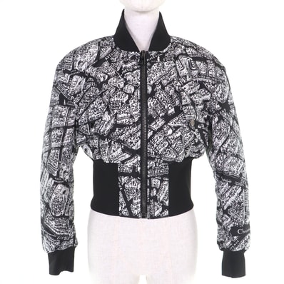 美品 クリスチャンディオール 総柄 中綿 クロップド ボンバージャケット 38