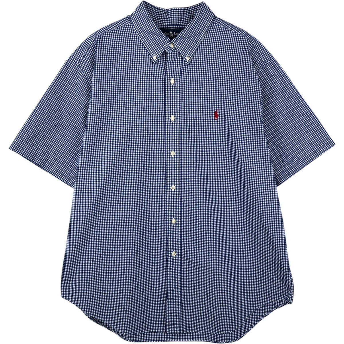 古着 ラルフローレン Ralph Lauren CLASSIC FIT ギンガムチェック 半袖 ボタンダウン チェックシャツ メンズXL相当/eaa658018