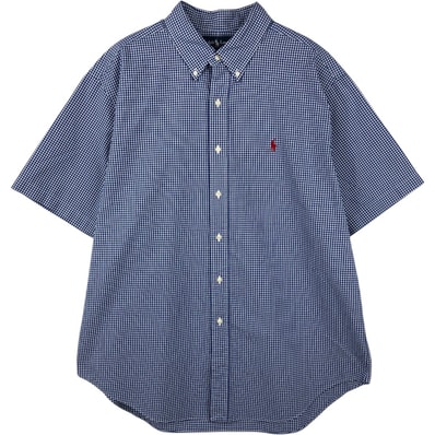 古着 ラルフローレン Ralph Lauren CLASSIC FIT ギンガムチェック 半袖 ボタンダウン チェックシャツ メンズXL相当/eaa658018