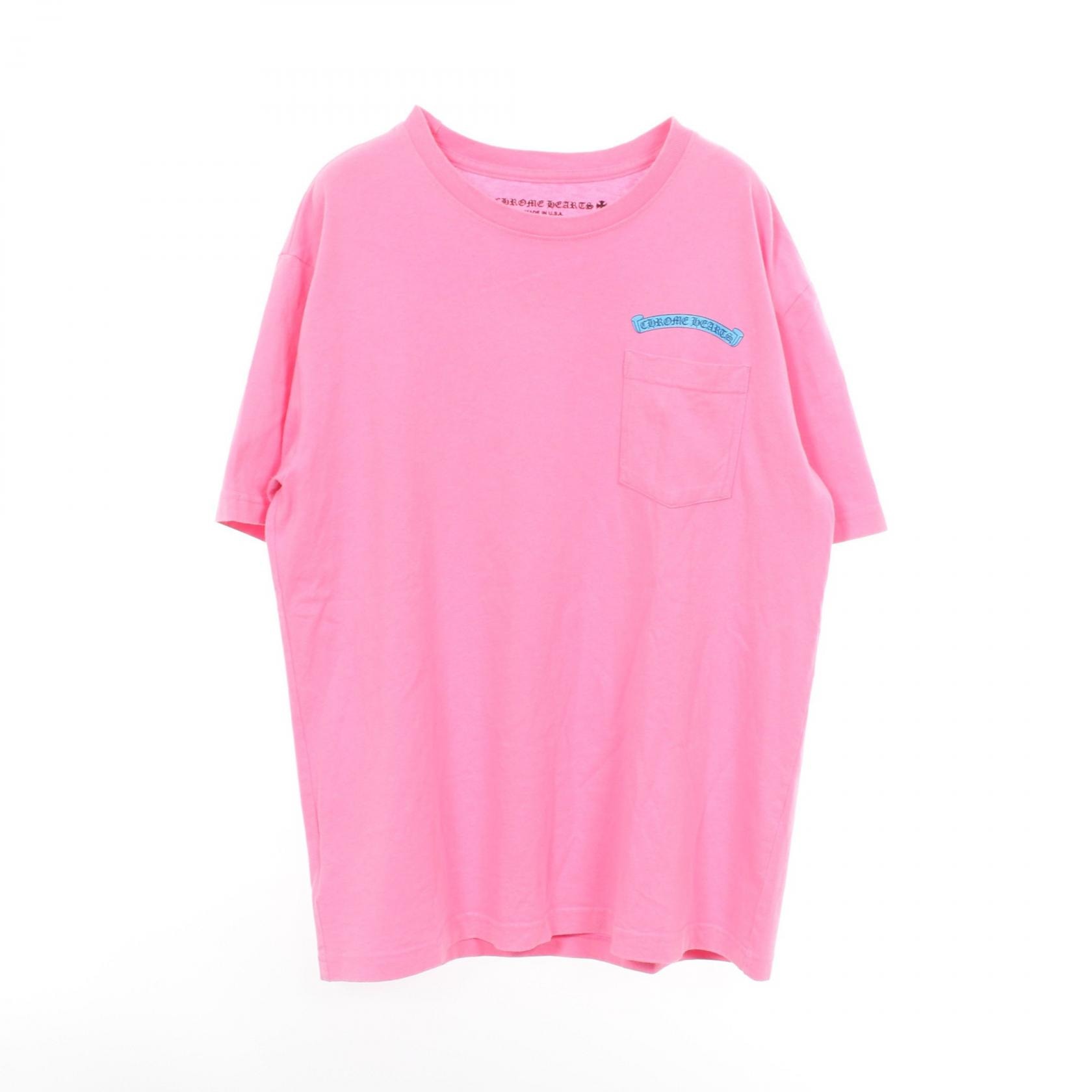 クロムハーツ CHROME HEARTS スクロールラベル ロゴ 半袖Tシャツ 衣料品 トップス コットン メンズ ピンク系 【中古】