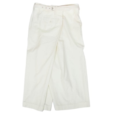 COMME des GARCONS コムデギャルソン パンツ 25SS GO-P020 本ライン AD2024 ウール ベルテッド ストレート パンツ オフホワイト系 M【新古品】【未使用】【中古】