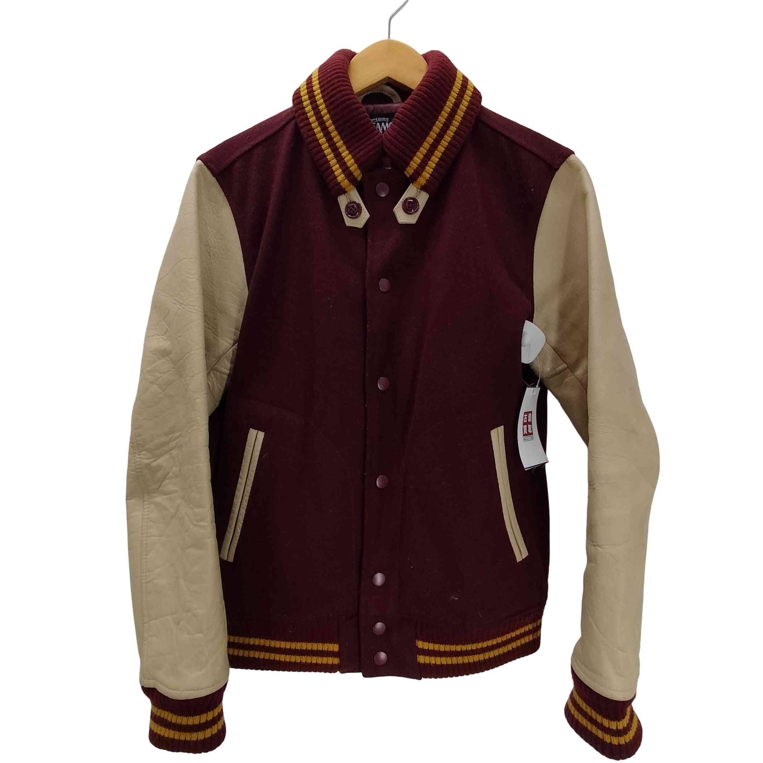 牛革 カウレザー 本革 切り替え ウール バーシティー ジャケット スタジャン【1141159178598】