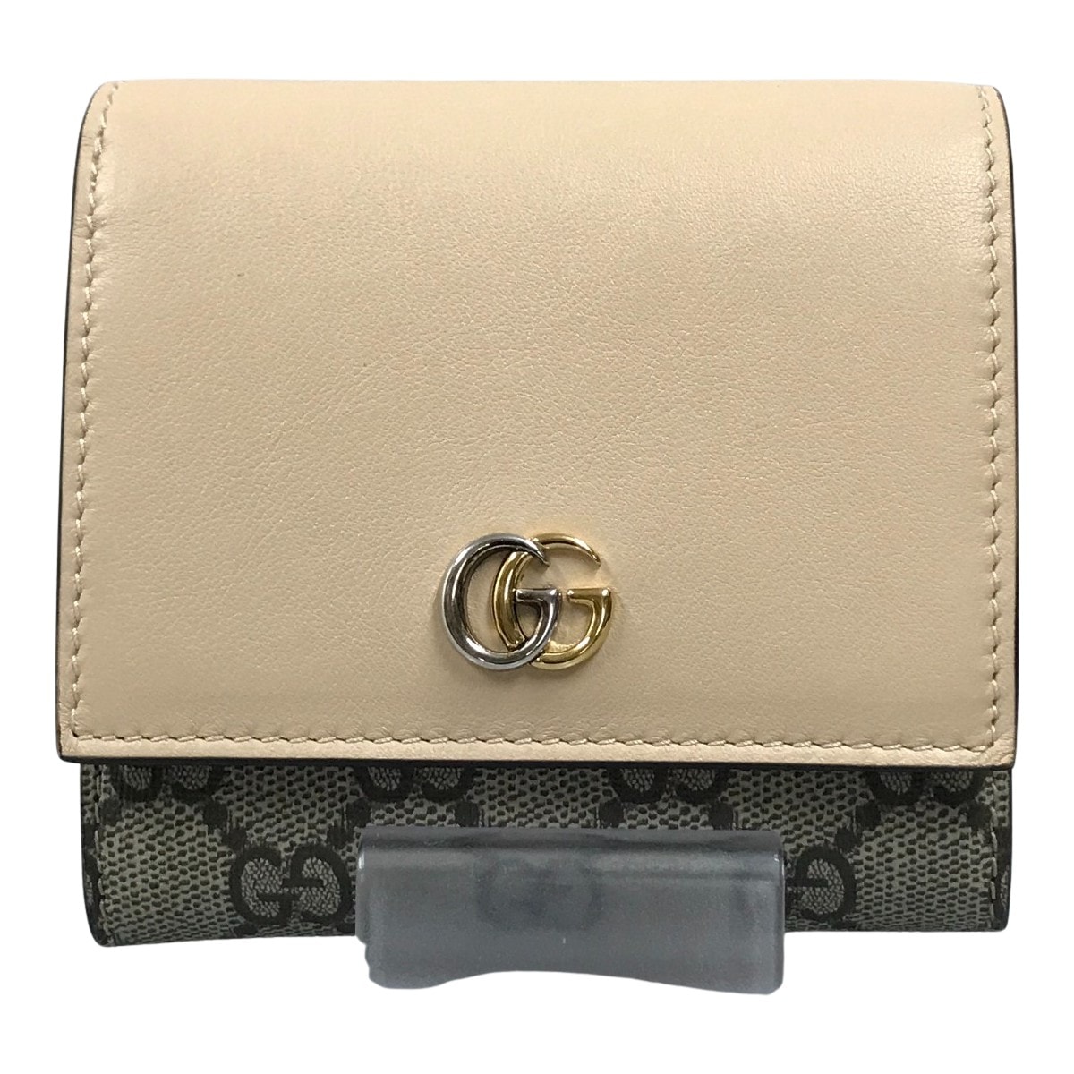 ##GUCCI グッチ ダブルG ミディアム ウォレット GGスプリーム キャンバス 2つ折り財布 790062 AADQE 5741 ベージュ&エボニー