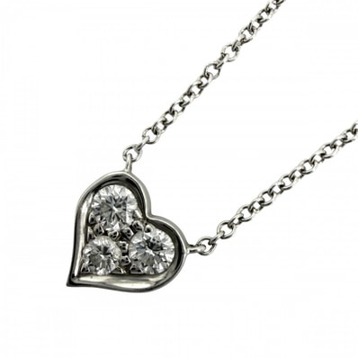TIFFANY&Co. ティファニー ネックレス センチメンタル ハート ジュエリー アクセサリー Pt950プラチナ ダイヤモンド レディース 約3.1g【中古品】