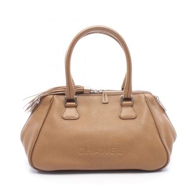 シャネル CHANEL ロゴ フリンジ トートバッグ バッグ レザー レディース ベージュ系 【中古】