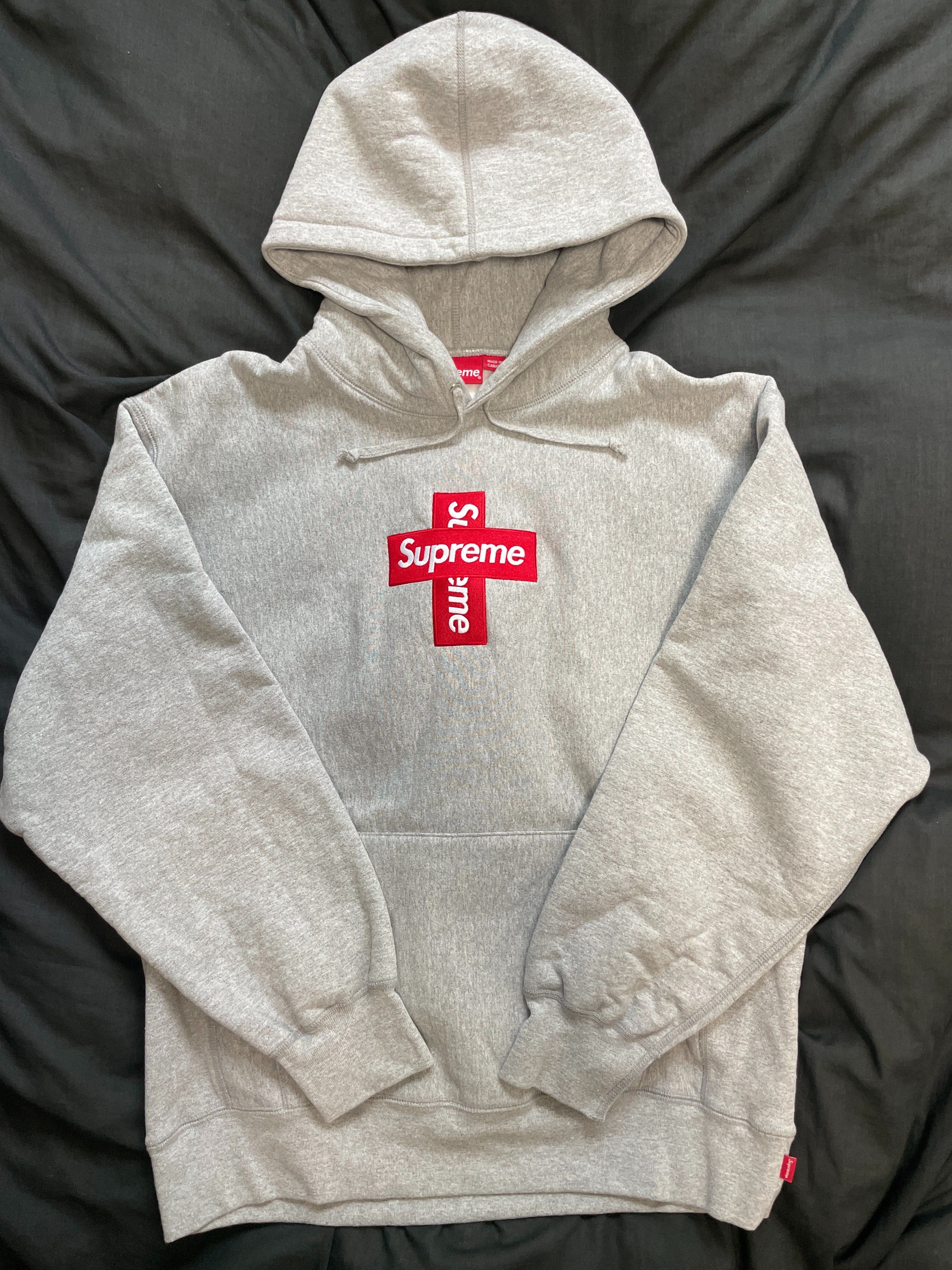Supreme Cross Box Logo Hooded Sweatshirt "Grey"