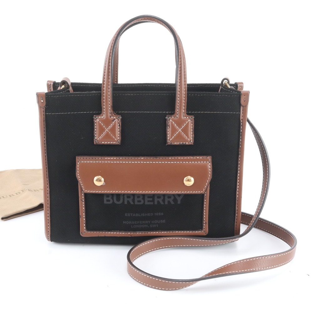 ■美品 バーバリー ショルダーバッグ レザー×キャンバス