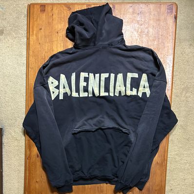 BALENCIAGA Tape Type Ripped Pocket Hoodie Large Fit "Dark Green"