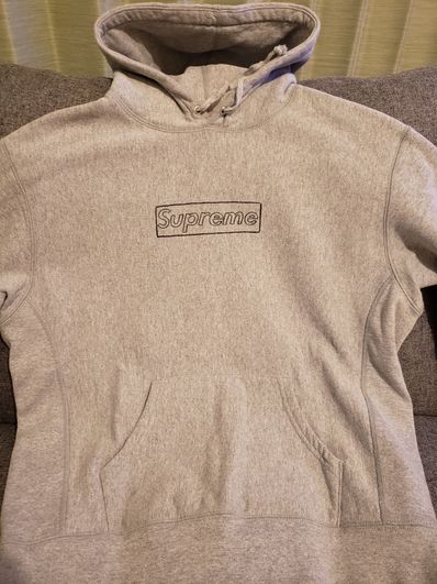 Supreme KAWS Chalk Logo Hooded Sweatshirt "Grey"(2021)
