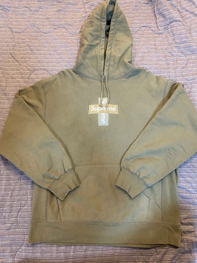 Supreme Cross Box Logo Hooded Sweatshirt "Light Olive"