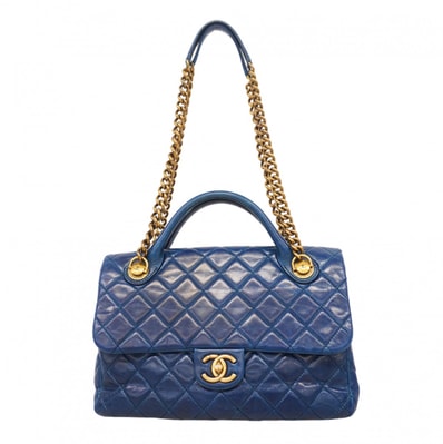 【6db1141-k】シャネル ハンドバッグ マトラッセ チェーンショルダー レザー ネイビー ゴールド金具 2wayバッグ【中古】レディース