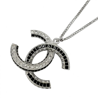 CHANEL シャネル ネックレス ココマーク ロングネックレス アクセサリー アジャスター付き ラインストーン B17P シルバー レディース 約13.4g 美品 2017年【中古品】