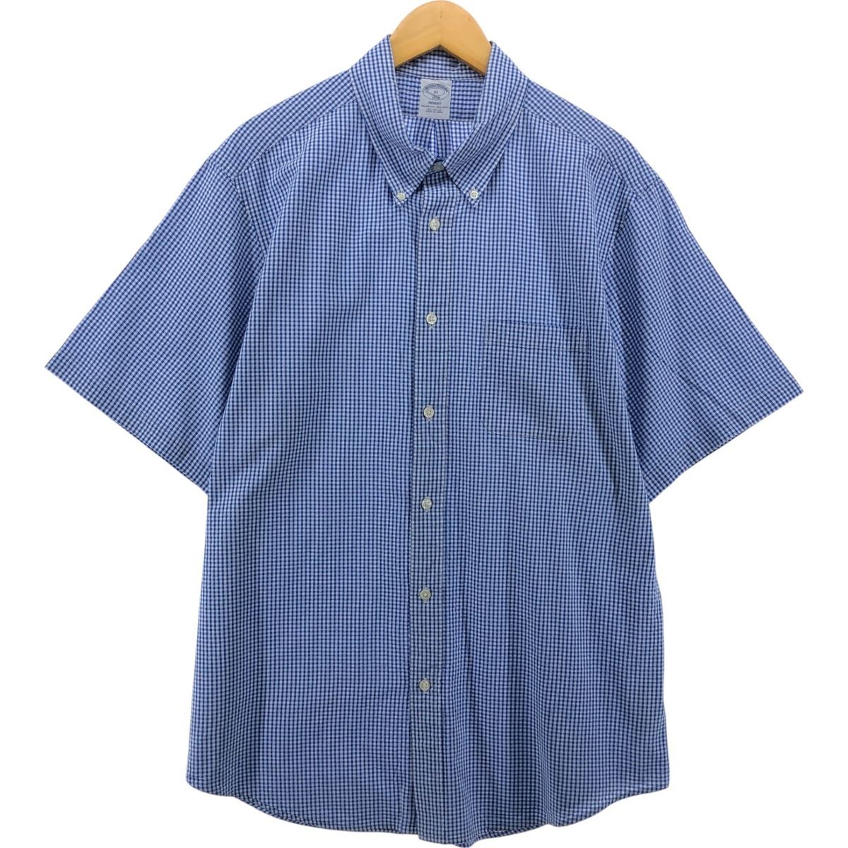古着 ブルックスブラザーズ Brooks Brothers 1818 REGENT ギンガムチェック シアサッカー 半袖 ボタンダウン チェックシャツ メンズXL相当/eaa553887