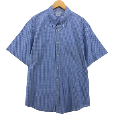 古着 ブルックスブラザーズ Brooks Brothers 1818 REGENT ギンガムチェック シアサッカー 半袖 ボタンダウン チェックシャツ メンズXL相当/eaa553887