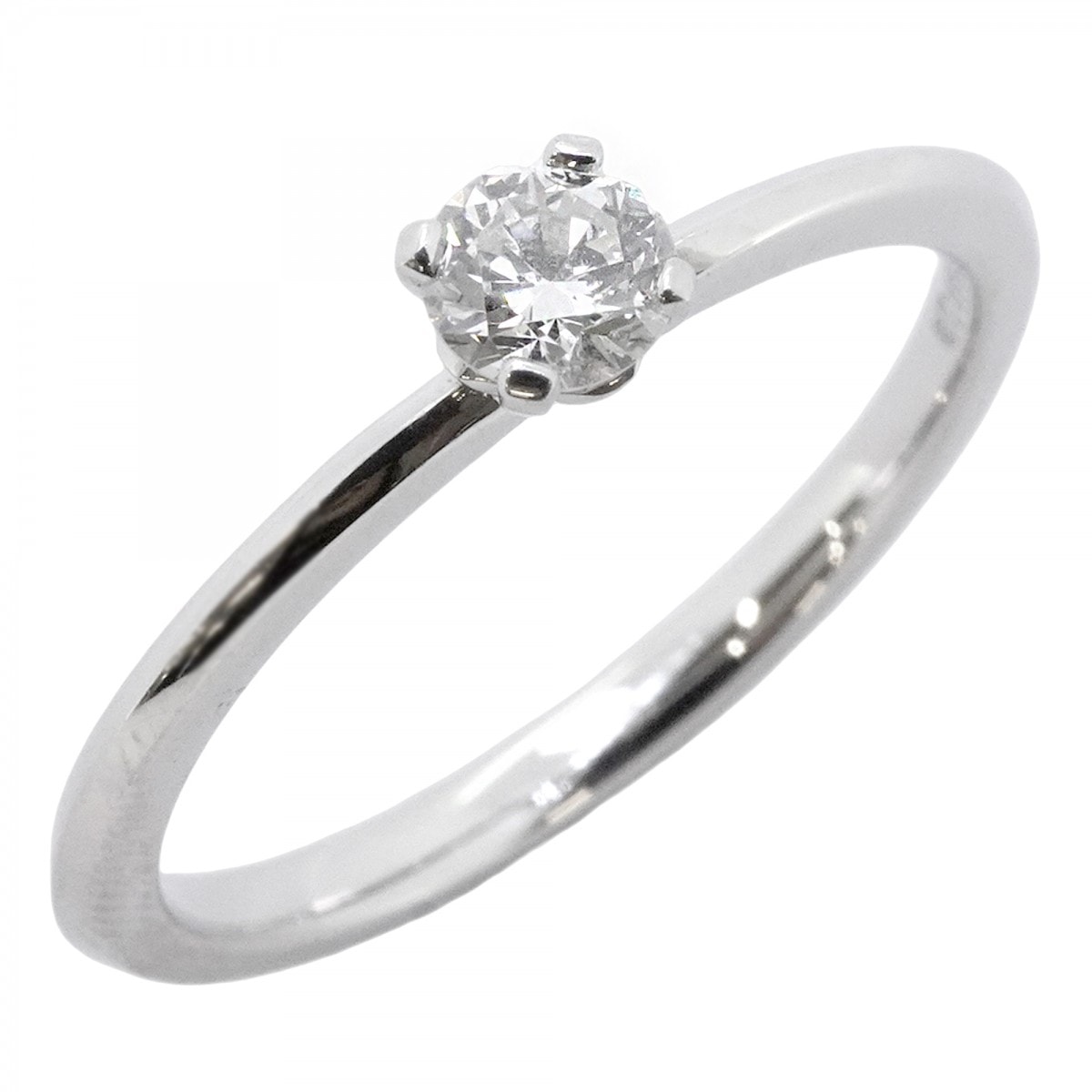 【6jdb0422-19】ティファニー リング トゥルー/エンゲージメント 1PD Pt950 プラチナ ダイヤモンド 0.18ct 11号【中古】レディース