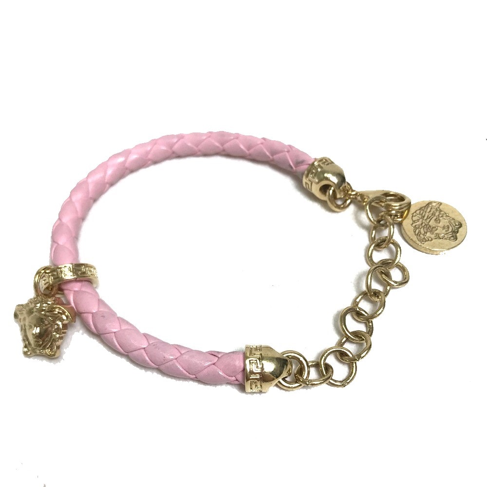 ヴェルサーチ VERSACE メデューサ アクセサリー レザーブレスレット ブレスレット レザー ピンク