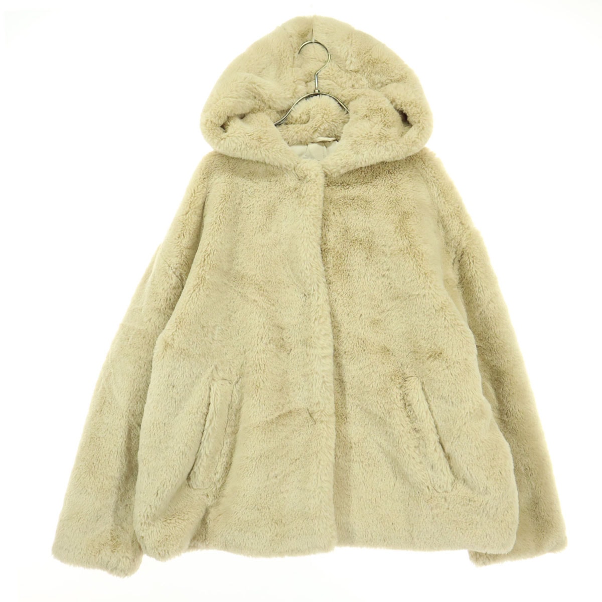美品 ZARA BASIC ザラベーシック 長袖 フーディジャケット M ベージュ ボア