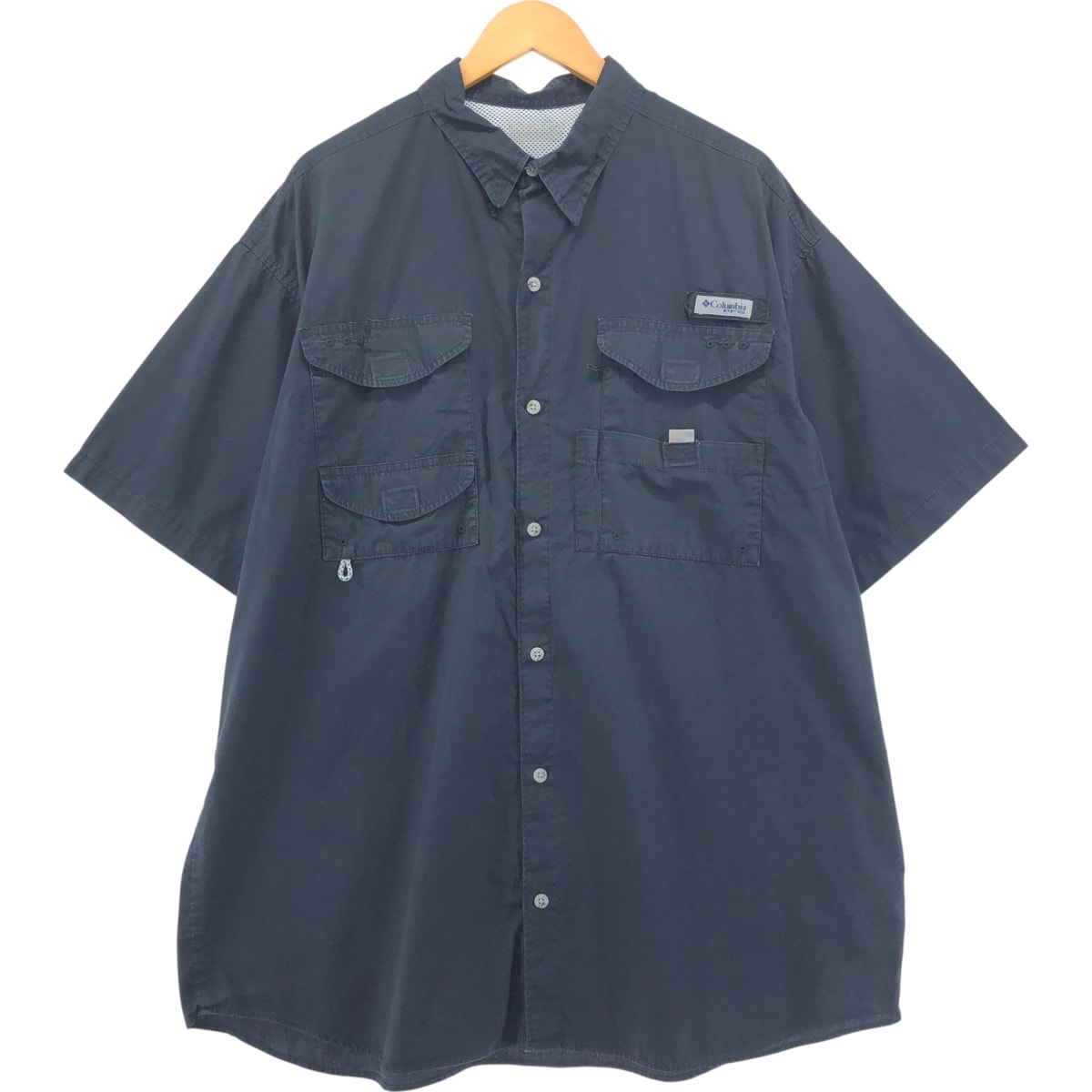 古着 コロンビア Columbia PFG OMNI-SHADE 隠しボタンダウン 半袖 フィッシングシャツ メンズXXL相当/eaa551884