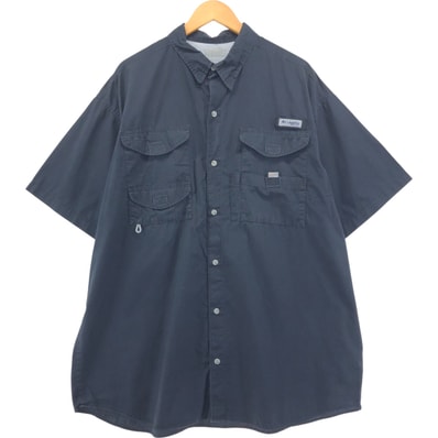 古着 コロンビア Columbia PFG OMNI-SHADE 隠しボタンダウン 半袖 フィッシングシャツ メンズXXL相当/eaa551884