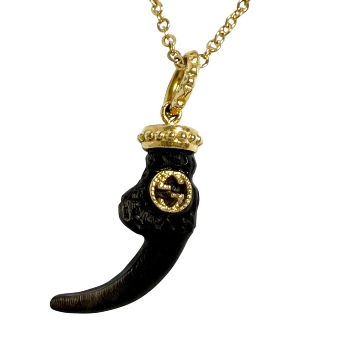 グッチ メンズ ペンダント ネックレス K18 ゴールド 社外メタルチェーン