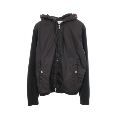 モンクレール MONCLER ニット切替 ジップアップパーカー 衣料品 アウター ナイロン コットン メンズ ブラック系 【中古】