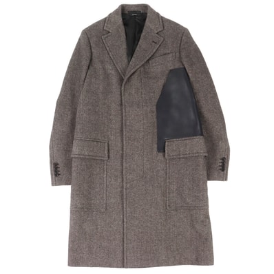 未使用品 エルメス レザー使い チェスターコート 46 361220H8