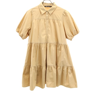 ZARA ザラ 半袖 テアード ミニワンピース M ベージュ