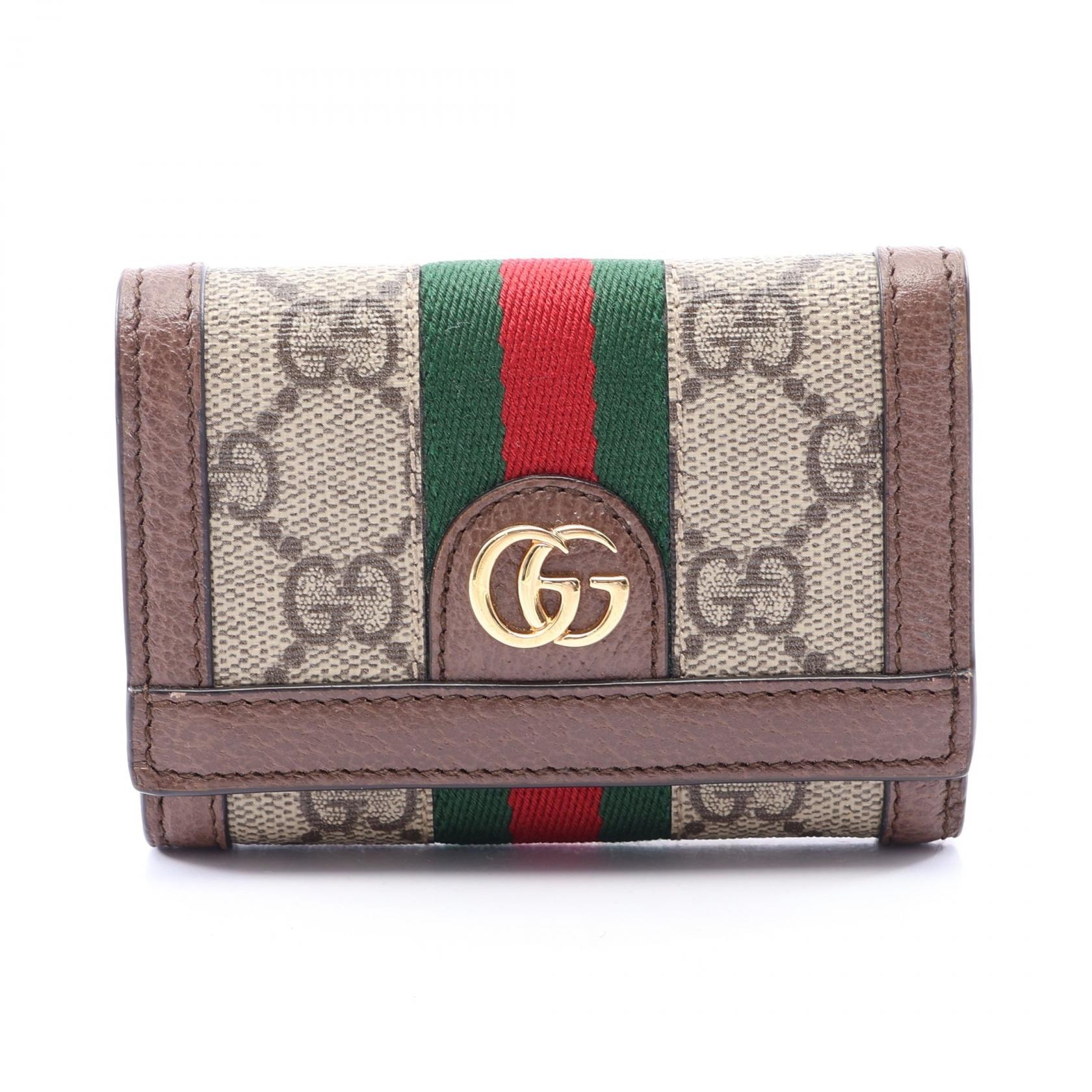 グッチ GUCCI オフィディア GGスプリーム 三つ折り財布 財布 レザー PVC レディース ベージュ系 / ブラウン系 / マルチカラー 644334 【中古】