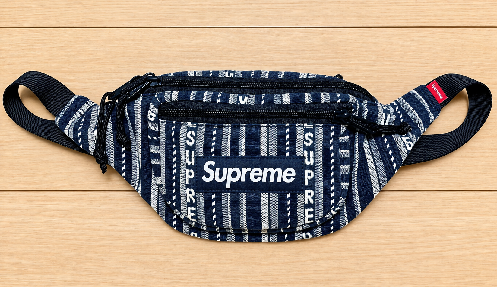 Supreme Woven Stripe Waist Bag "Black"