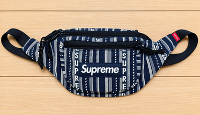 Supreme Woven Stripe Waist Bag "Black"