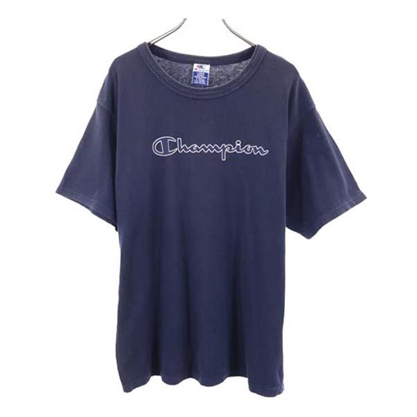 Champion チャンピオン 90s オールド 青タグ ロゴプリント 半袖 Tシャツ L ネイビー