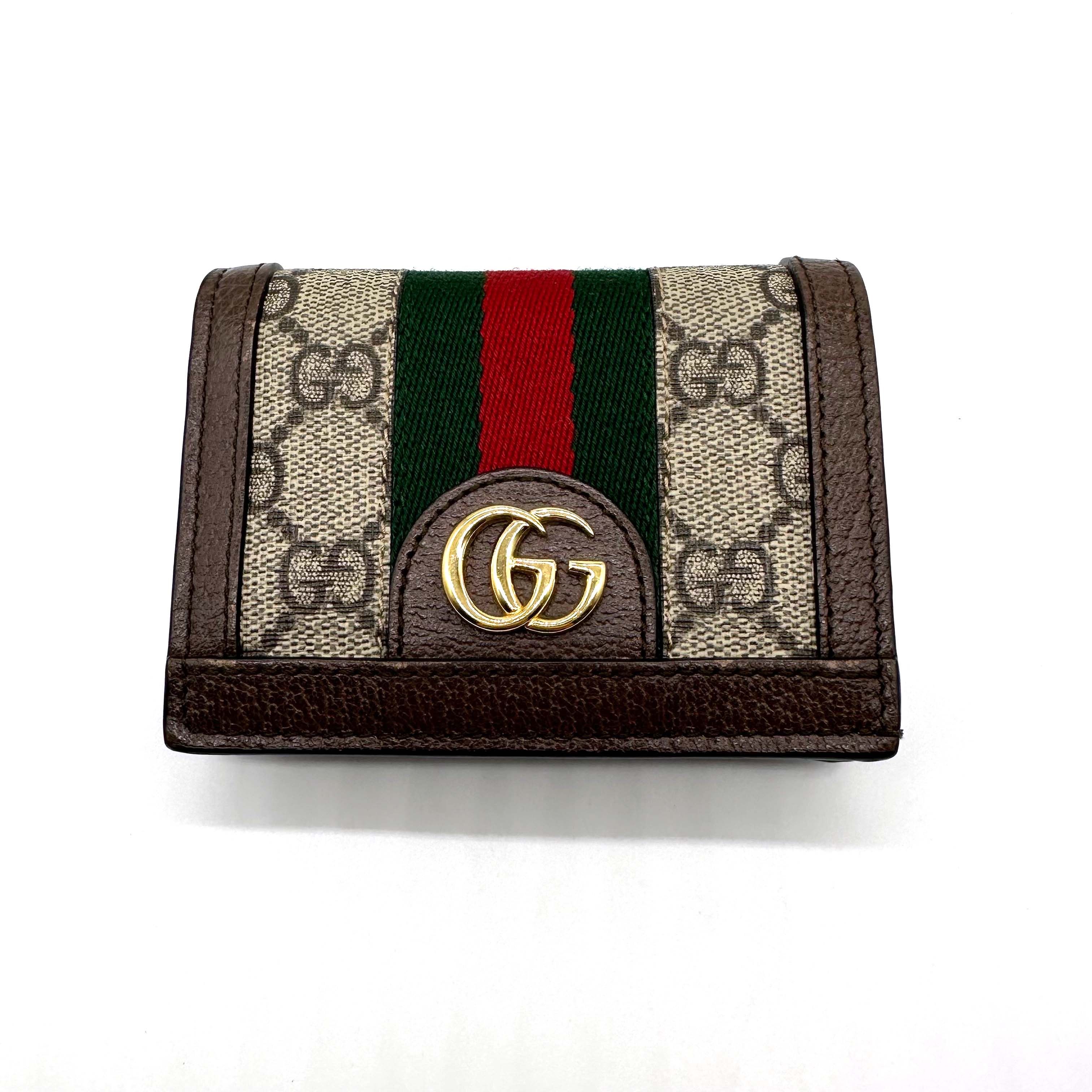 GUCCI GG Supreme Ophidia GG Card Case Wallet "Beige/Ebony"