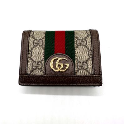 GUCCI GG Supreme Ophidia GG Card Case Wallet "Beige/Ebony"