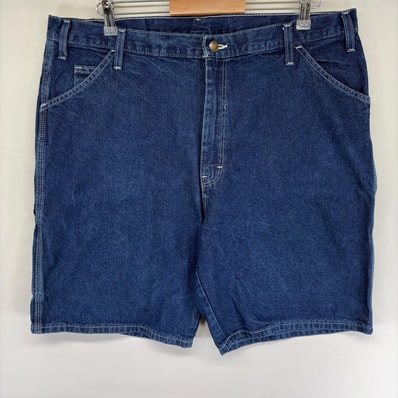 古着 ディッキーズ Dickies デニム パンツ ペインター ワンポイントロゴ ハーフ ショート ジッパーフライ w40 ブルー系 メンズ